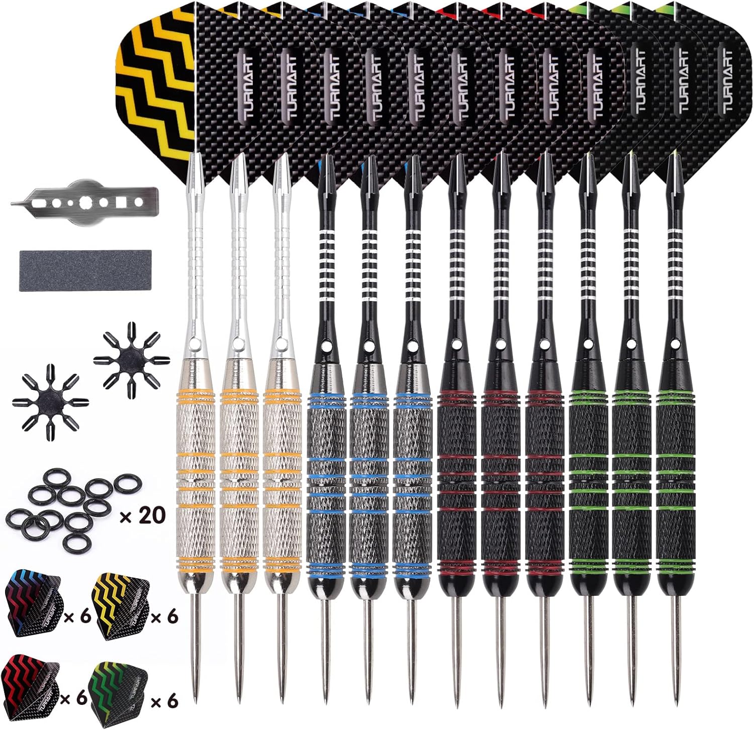Turnart Steeldarts 12er Set Profi Dartpfeile Metallspitze