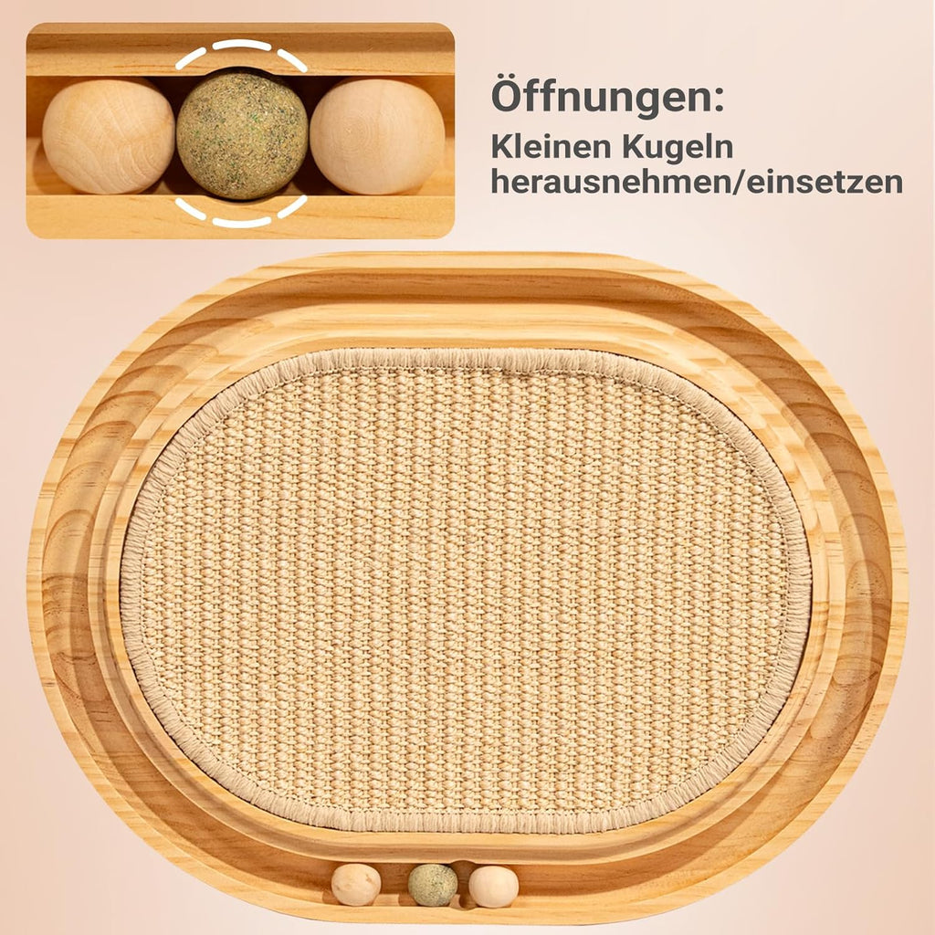 Katzen Kratzbrett Sisal 43x33cm Kratzmatte mit Spielzeug Catnip