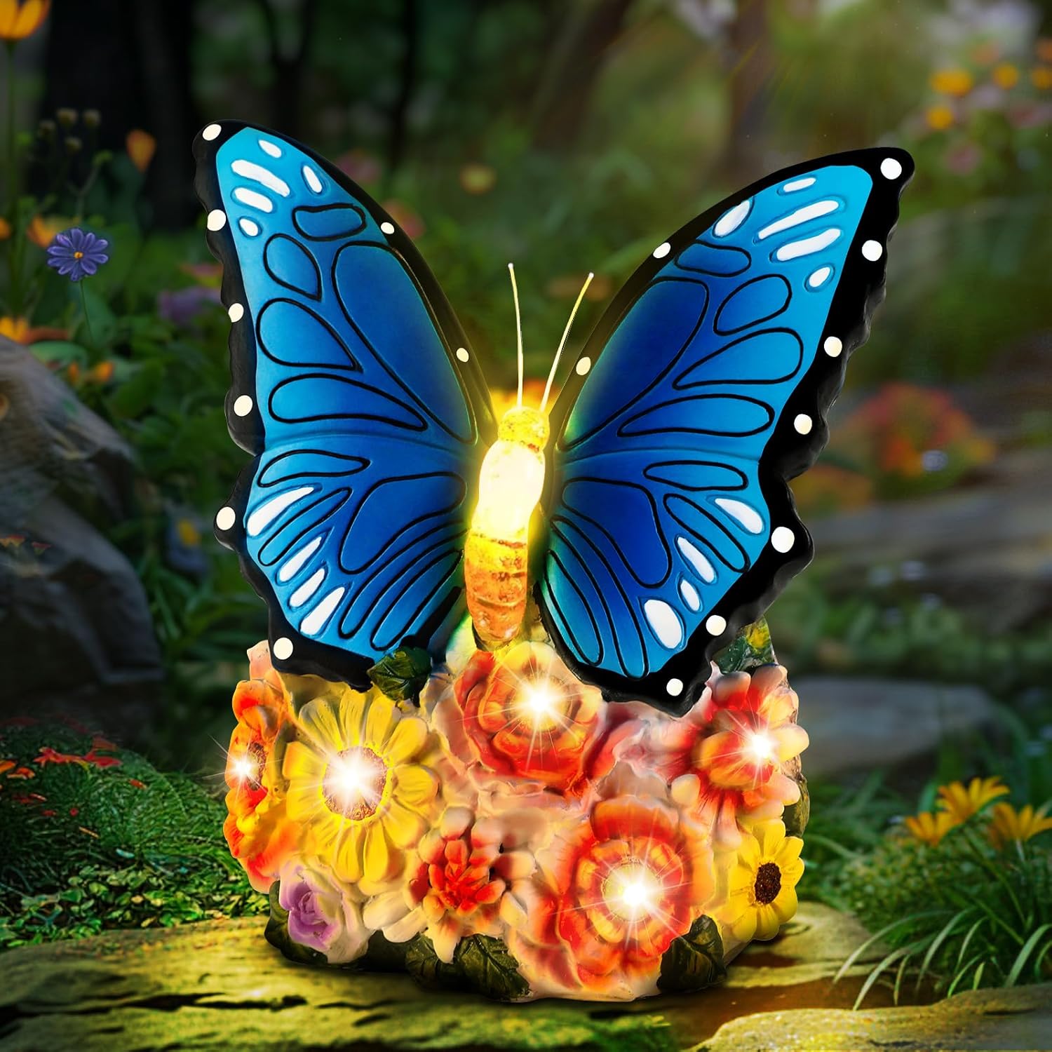 Linkax Solar Gartendekoration Schildkroete mit 7 LED Licht fuer Balkon Garten
