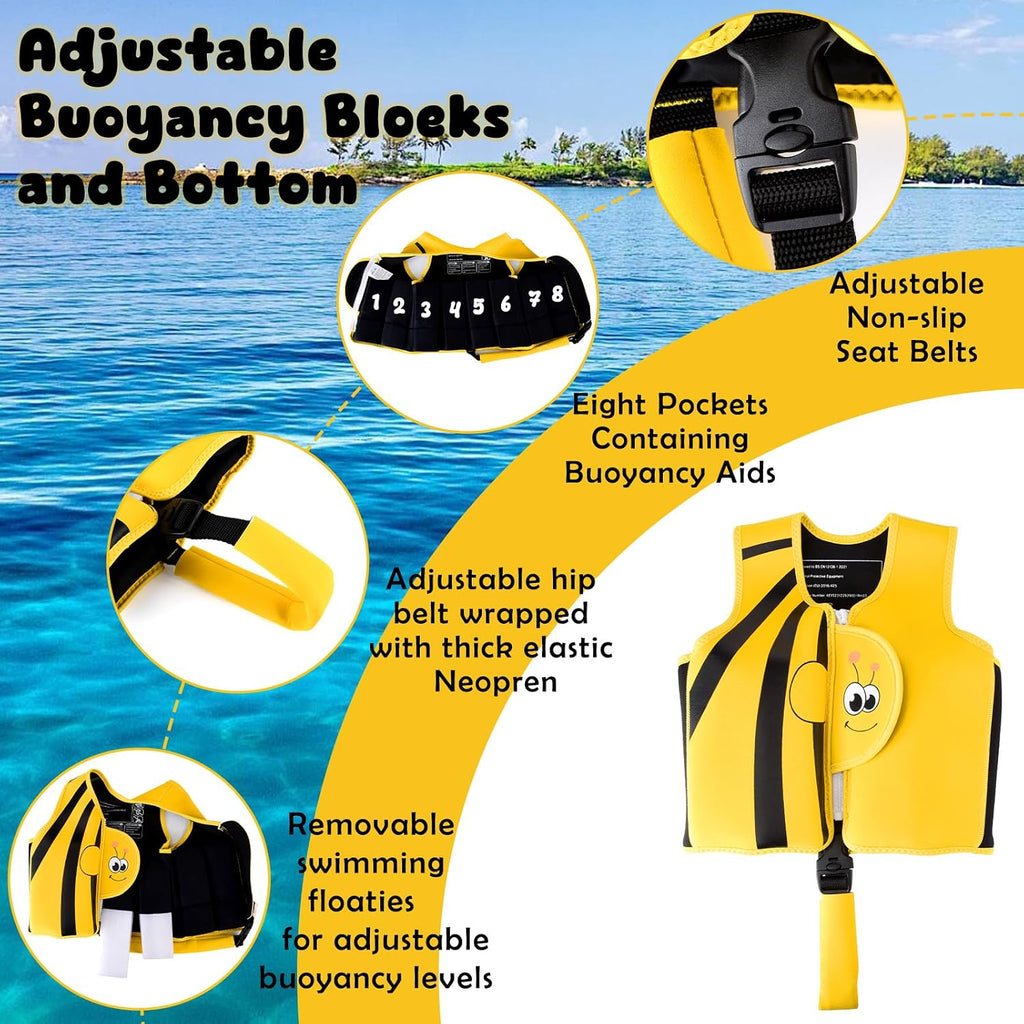 Fuqiduo Kinder Schwimmweste Neopren EPE mit verstellbarem Schrittgurt