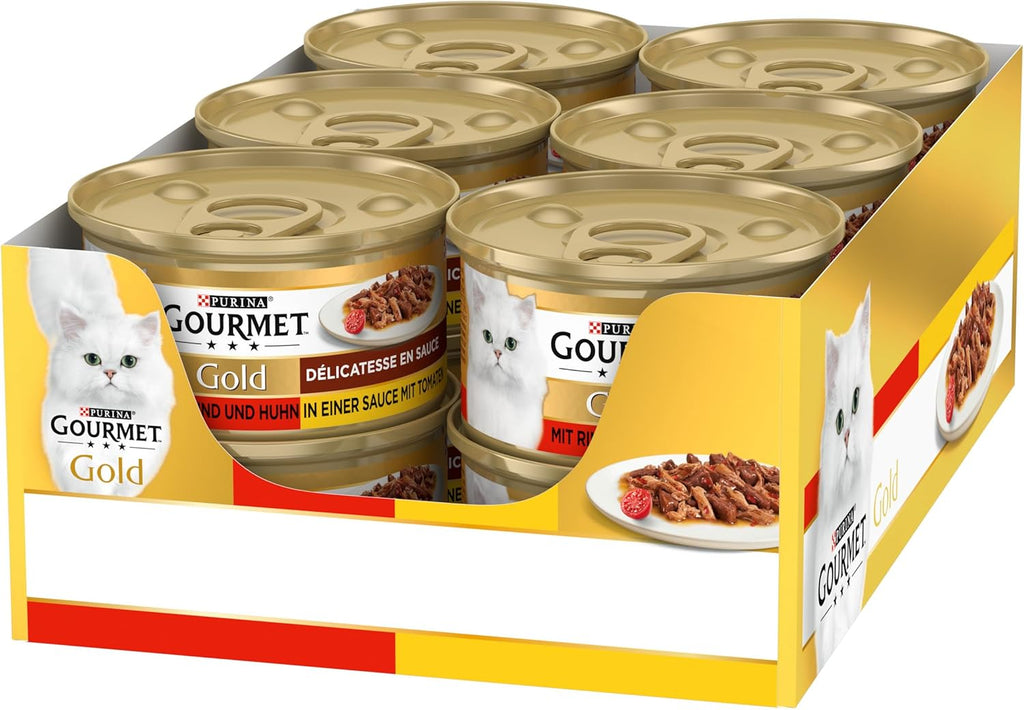 Gourmet Gold Délicatesse Katzenfutter Nass Rind & Huhn 12 x 85 g