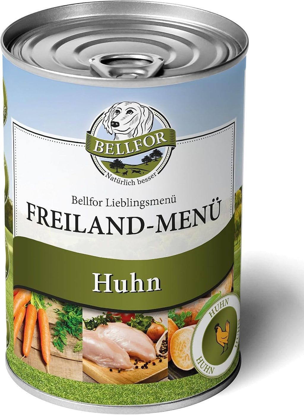 Bellfor Freiland-Menue Hundefutter nass mit Huhn 6x400g, getreidefrei