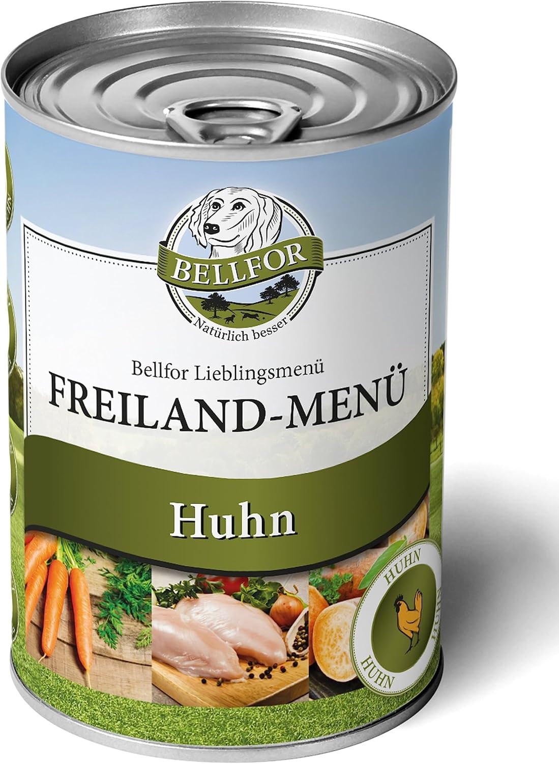 Bellfor Freiland-Menue Hundefutter nass mit Huhn 6x400g, getreidefrei