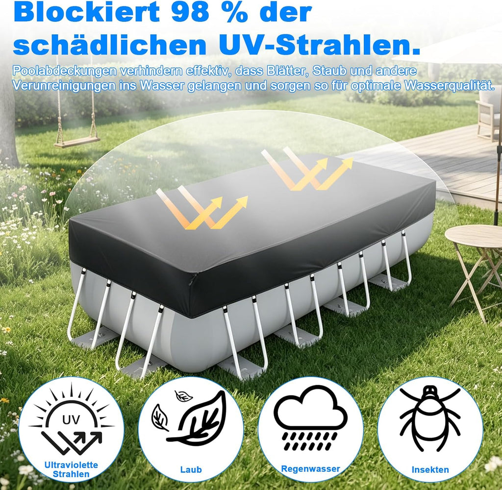 Poolabdeckung 220 x 150 cm Rechteckig - 210D Oxford, UV-bestaendig, Schutz
