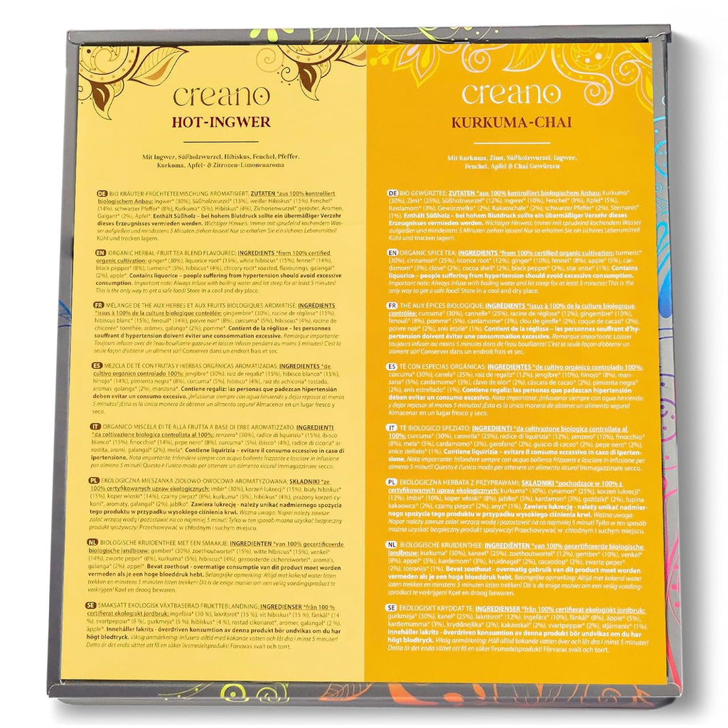 Creano Bio Tee Geschenkset 27 Teebeutel 9 Sorten Geschenkbox