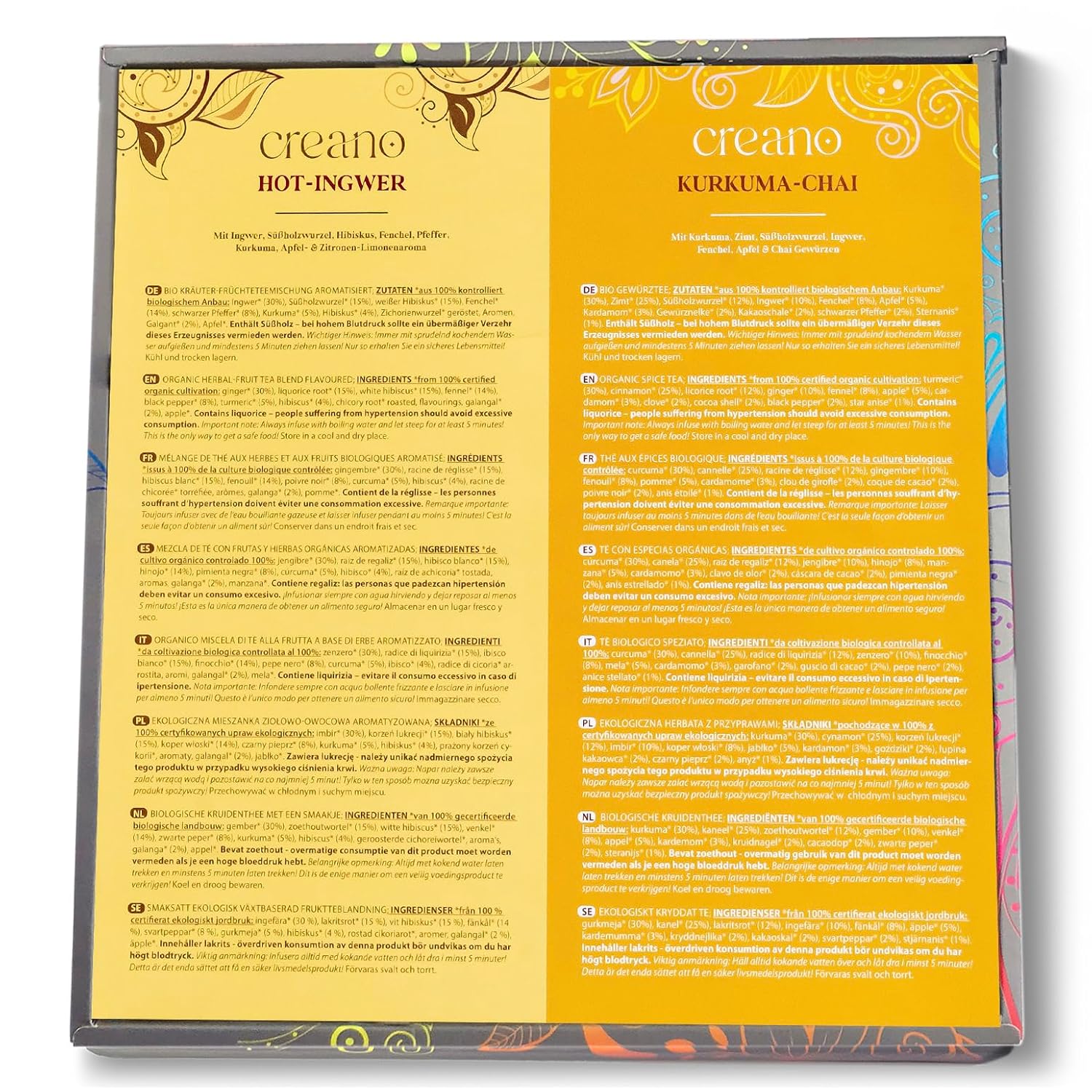 Creano Bio Tee Geschenkset 27 Teebeutel 9 Sorten Geschenkbox