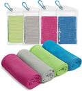 Kuehltuch 4er Set 30x100 cm Mikrofaser + 4 wasserdichte Beutel fuer Sport