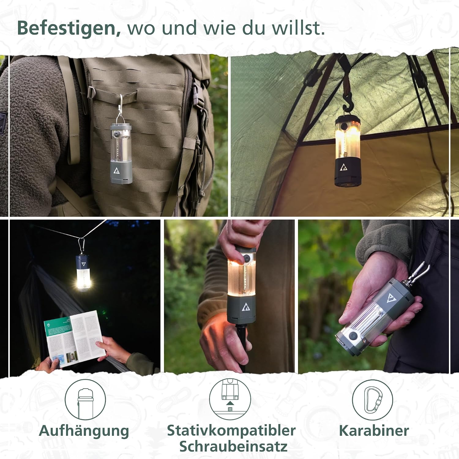Acta Berg Campinglampe LED 450 Lumen, aufladbar USB-C, 4000 mAh Akku