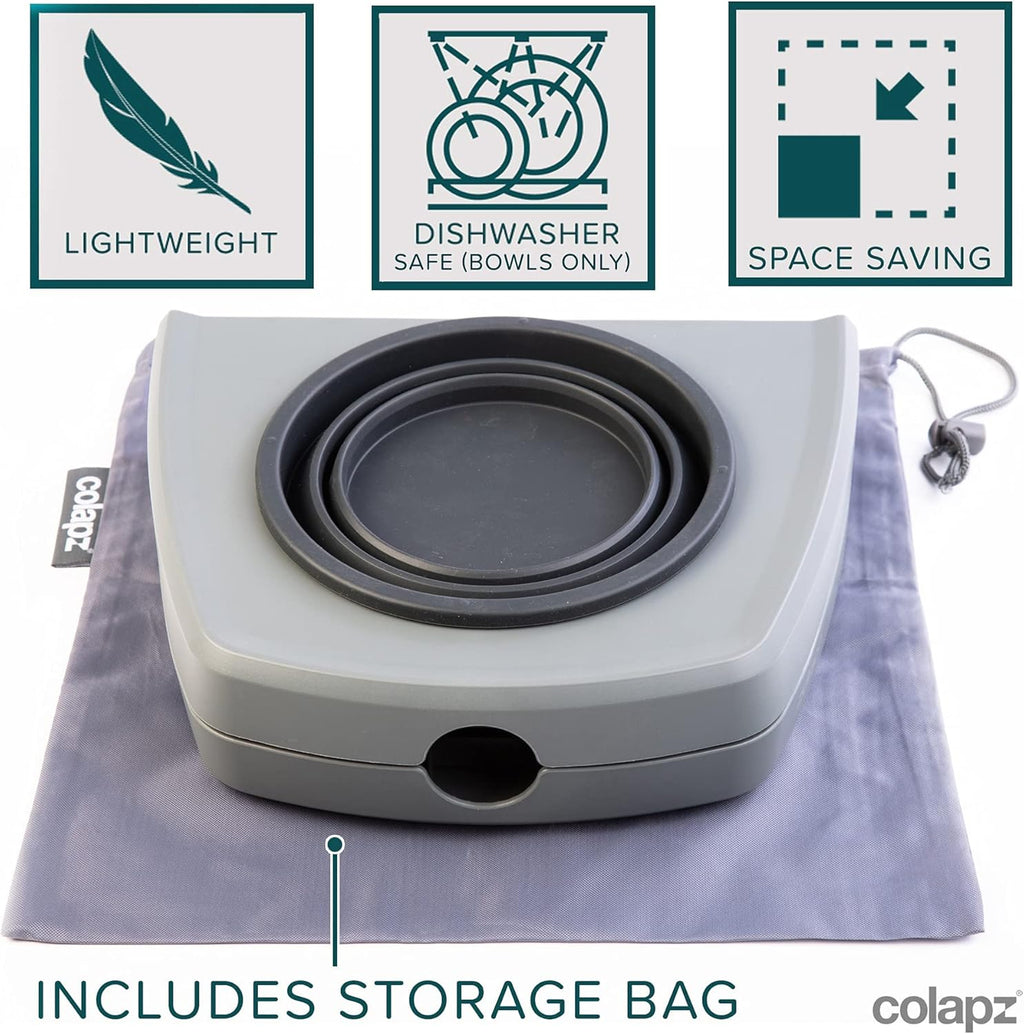 Colapz 2er Set faltbare Hundenaepfe mit verstellbarem Staender, reisefreundlich