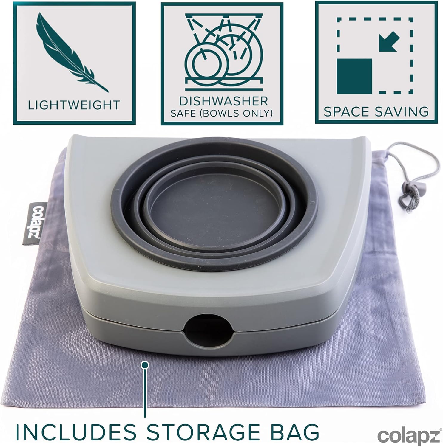 Colapz 2er Set faltbare Hundenaepfe mit verstellbarem Staender, reisefreundlich