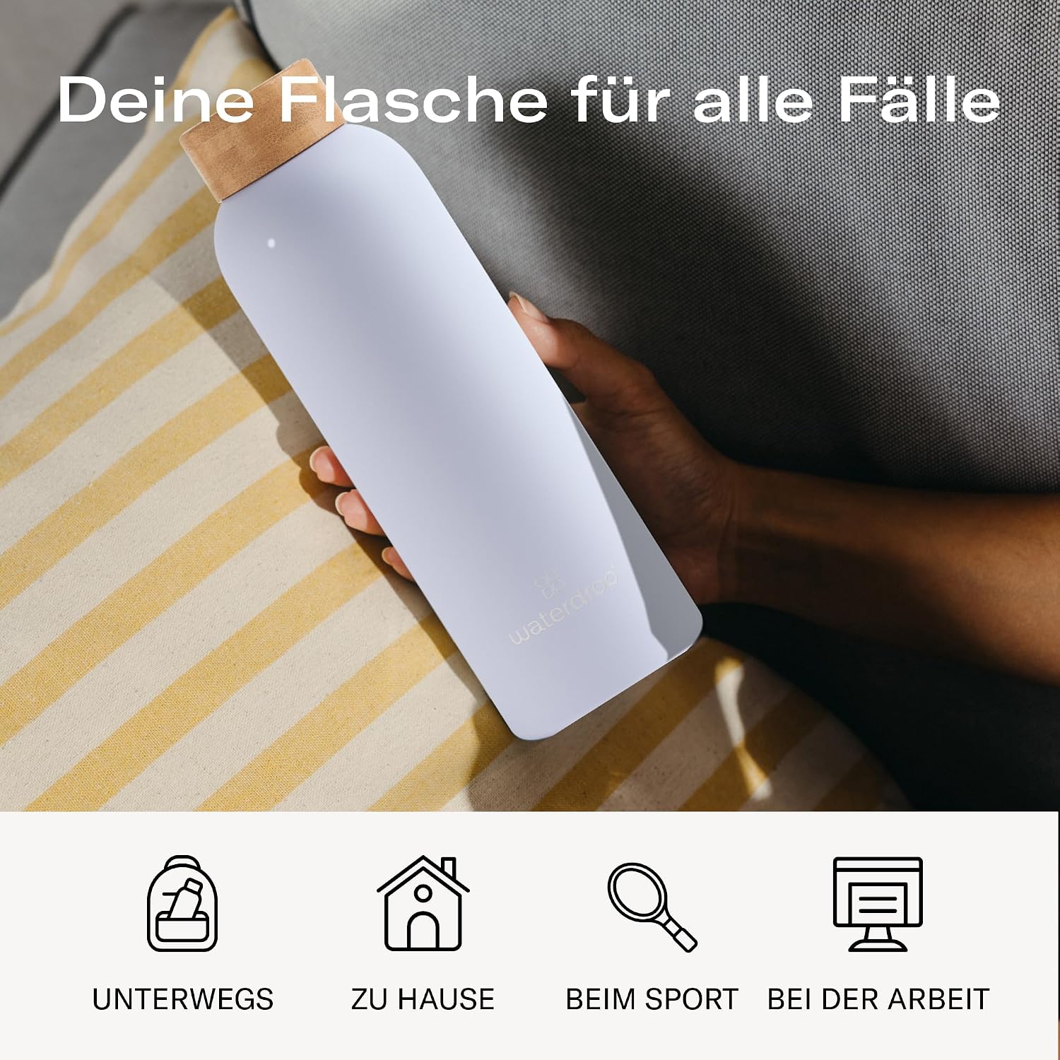 Waterdrop Edelstahl Trinkflasche BPA-frei auslaufsicher Thermoskanne