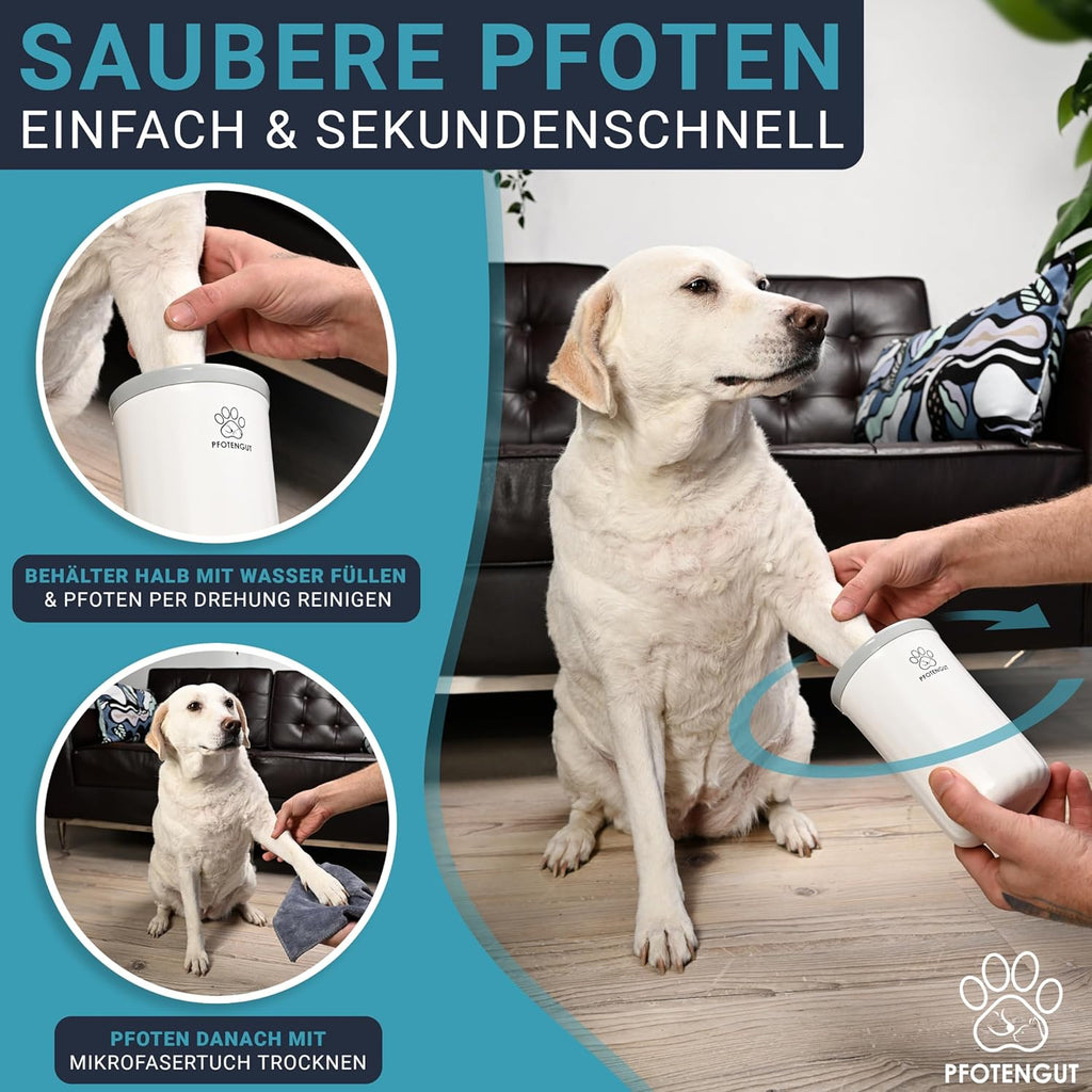 Pfotenreiniger Hunde Groesse S-L mit saugstarkem Mikrofaser-Handtuch S-L
