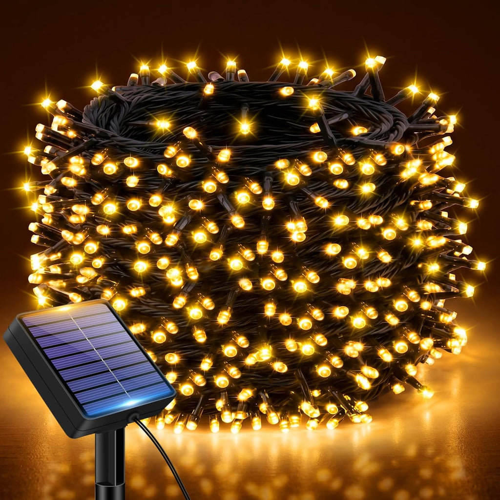 kolpop Solar Lichterkette 12 m 120 LED IP65 wasserdicht 8 Modi Warmweiss