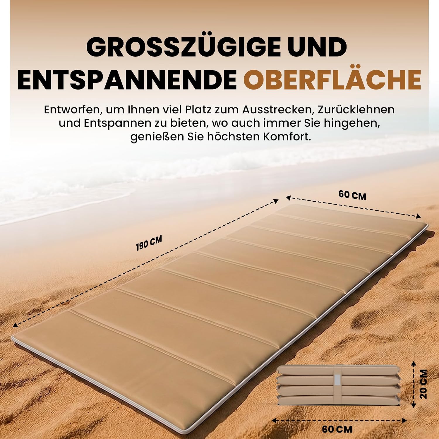 StarK Strandmatte 4in1 faltbar 190x60 cm Wasserhaengematte Pool Gartenliege SkyBl