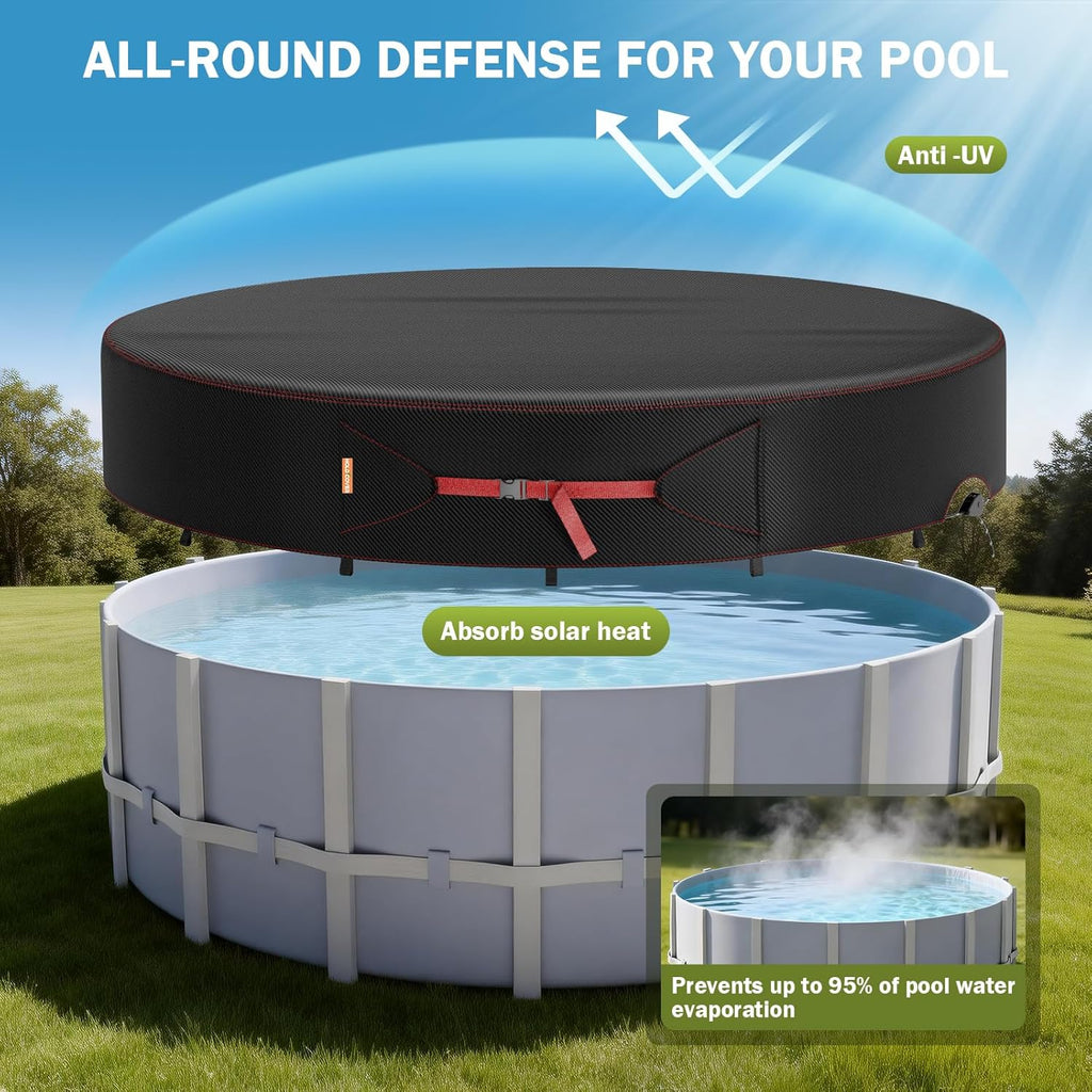 Runde Poolabdeckung 305 cm fuer Aufstellpool 420D UV-Schutz winddicht Reissfest 24