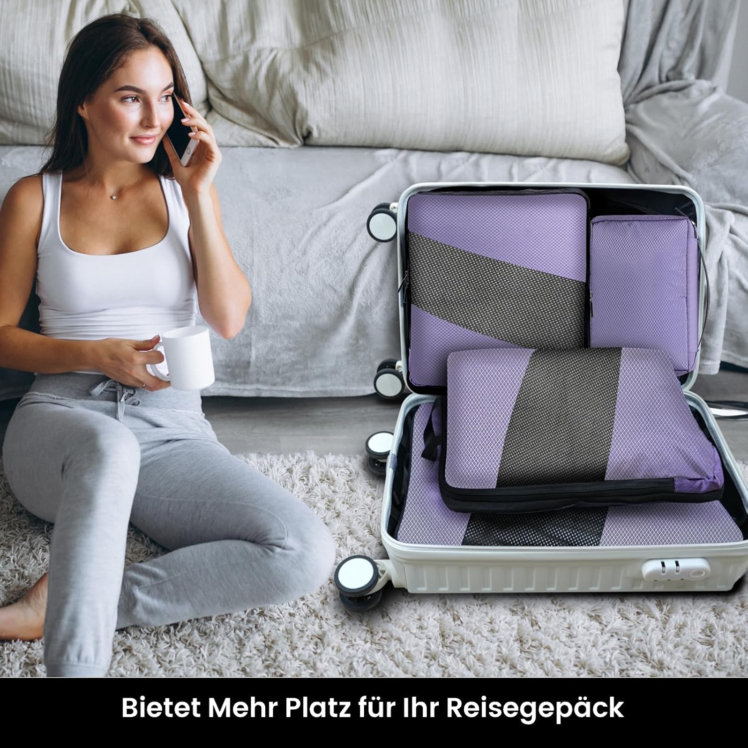 6er Kompressions Packing Cubes Koffer Reise Organizer Set