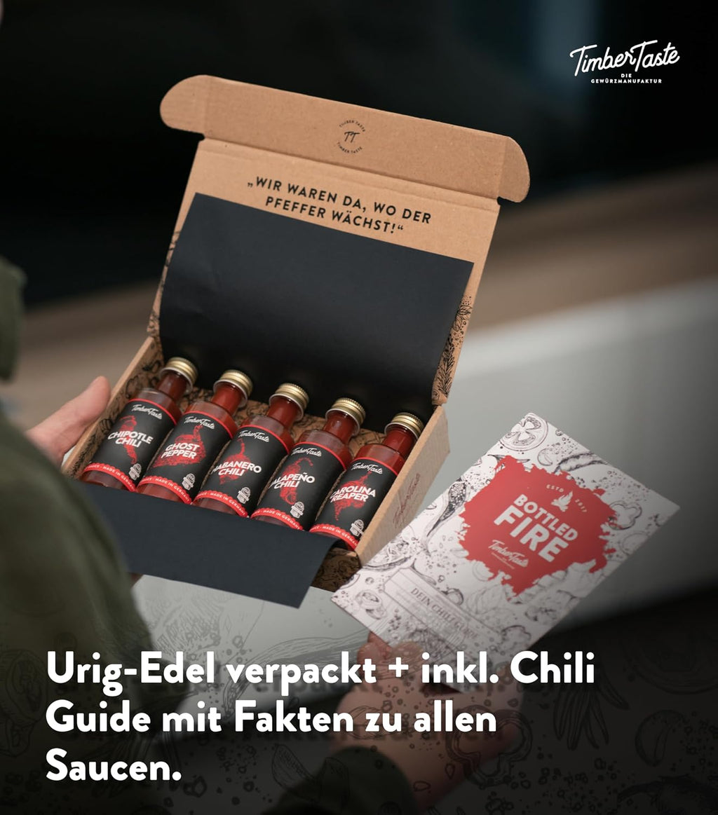 TIMBER TASTE Chili Sauce Geschenkset 5× scharfe Sossen