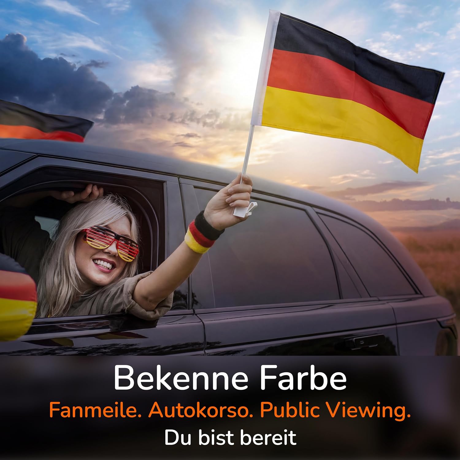 Upgrade4cars 2x Deutschland Autofahne 45x30 cm Schwarz Rot Gold Fanartikel