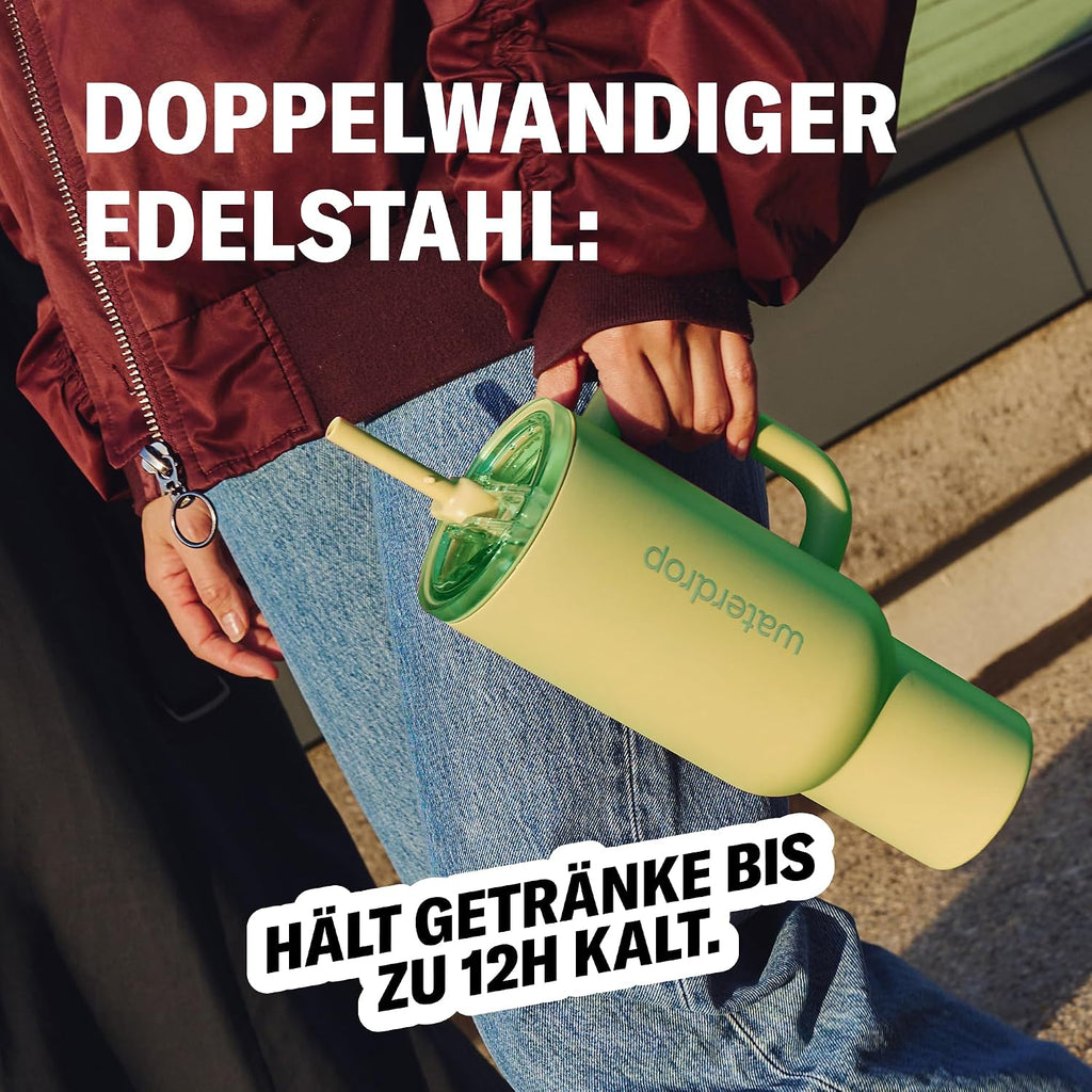 Waterdrop Thermobecher mit Strohhalm auslaufsicher robuste Trinkflasche