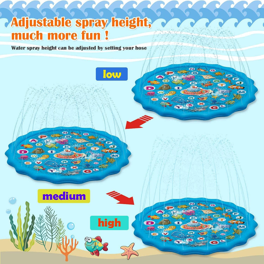 Paochocky Sprinkler Wasserspielmatte 170 cm rund aufblasbar Garten Strand
