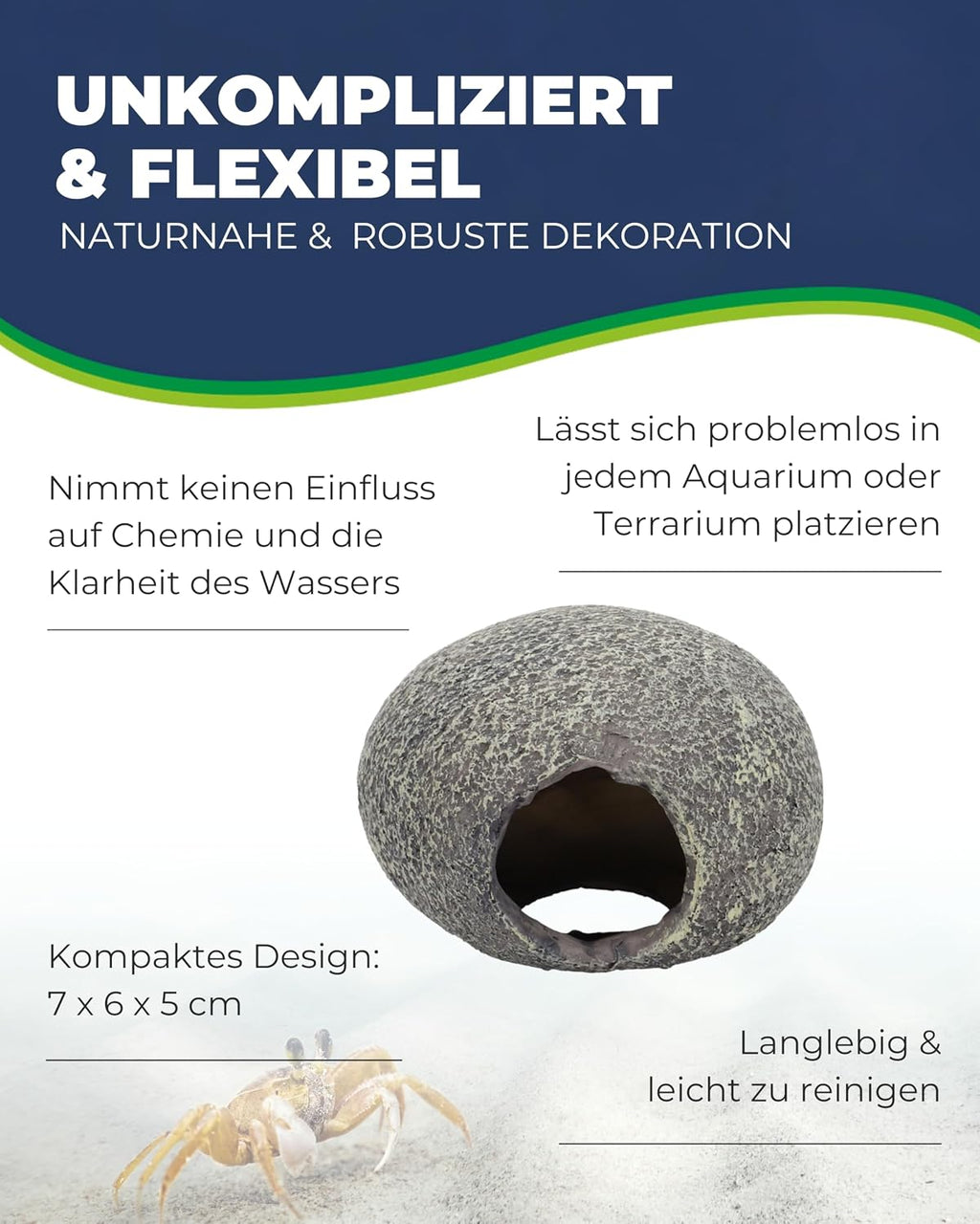 Hobby Marble Cave 3 Aquariumhöhle 7x6x5 cm Versteck Deko für Garnelen Welse