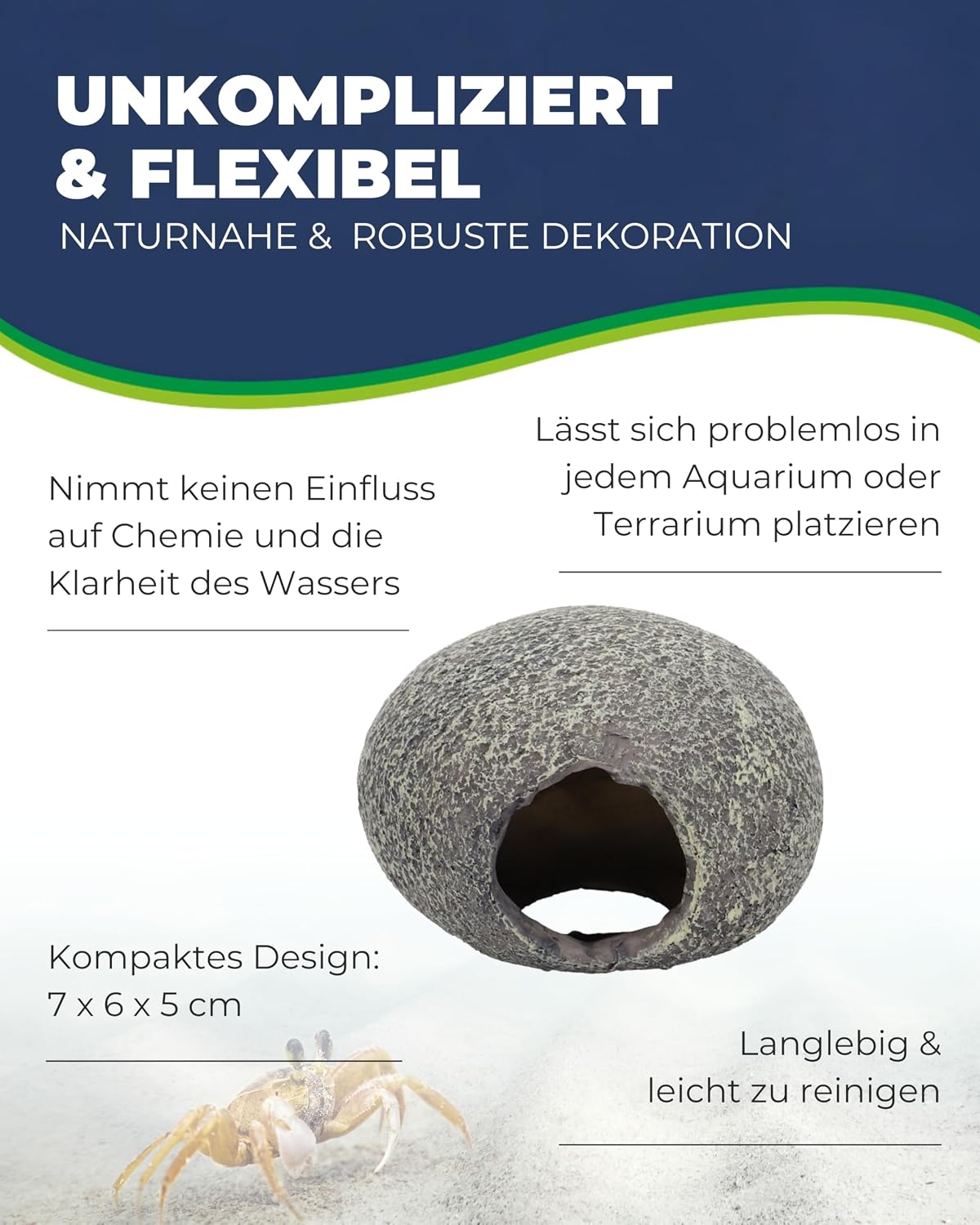 Hobby Marble Cave 3 Aquariumhöhle 7x6x5 cm Versteck Deko für Garnelen Welse