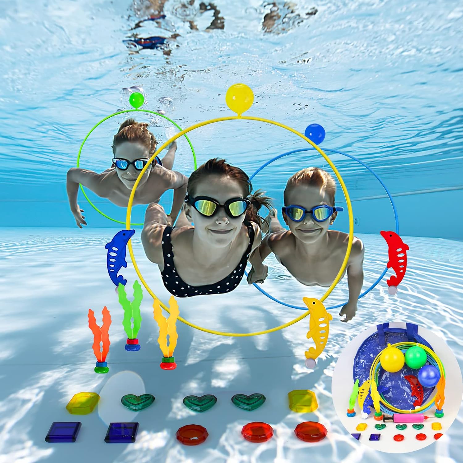 Pool Spielzeug Kinder Tauchspielzeug Tauchringe Set Wasserspielzeug 5-12 Jahre