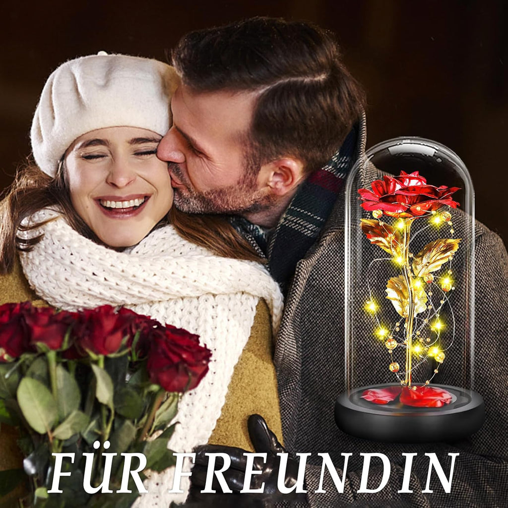 Ewige Rose im Glas Geschenk fuer Frau Freundin Hochzeitstag Dekoration
