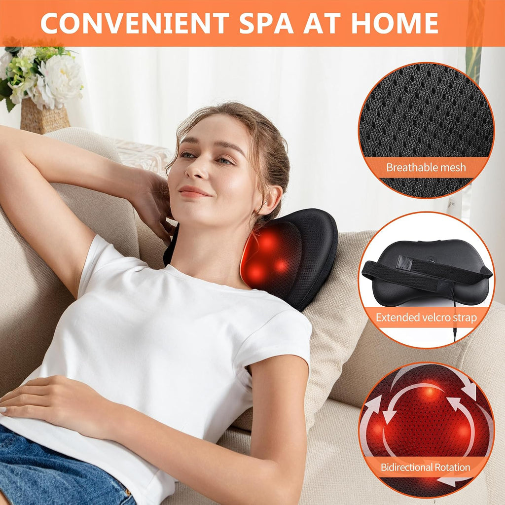Shiatsu Massagegeraet fuer Nacken Schulter Ruecken mit Waermefunktion Massagekissen