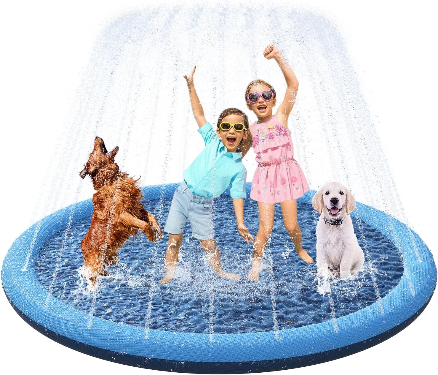 YAUNGEL Hundepool faltbar 150 cm rutschfest 0,55 mm robust fuer Garten 150cm-246c