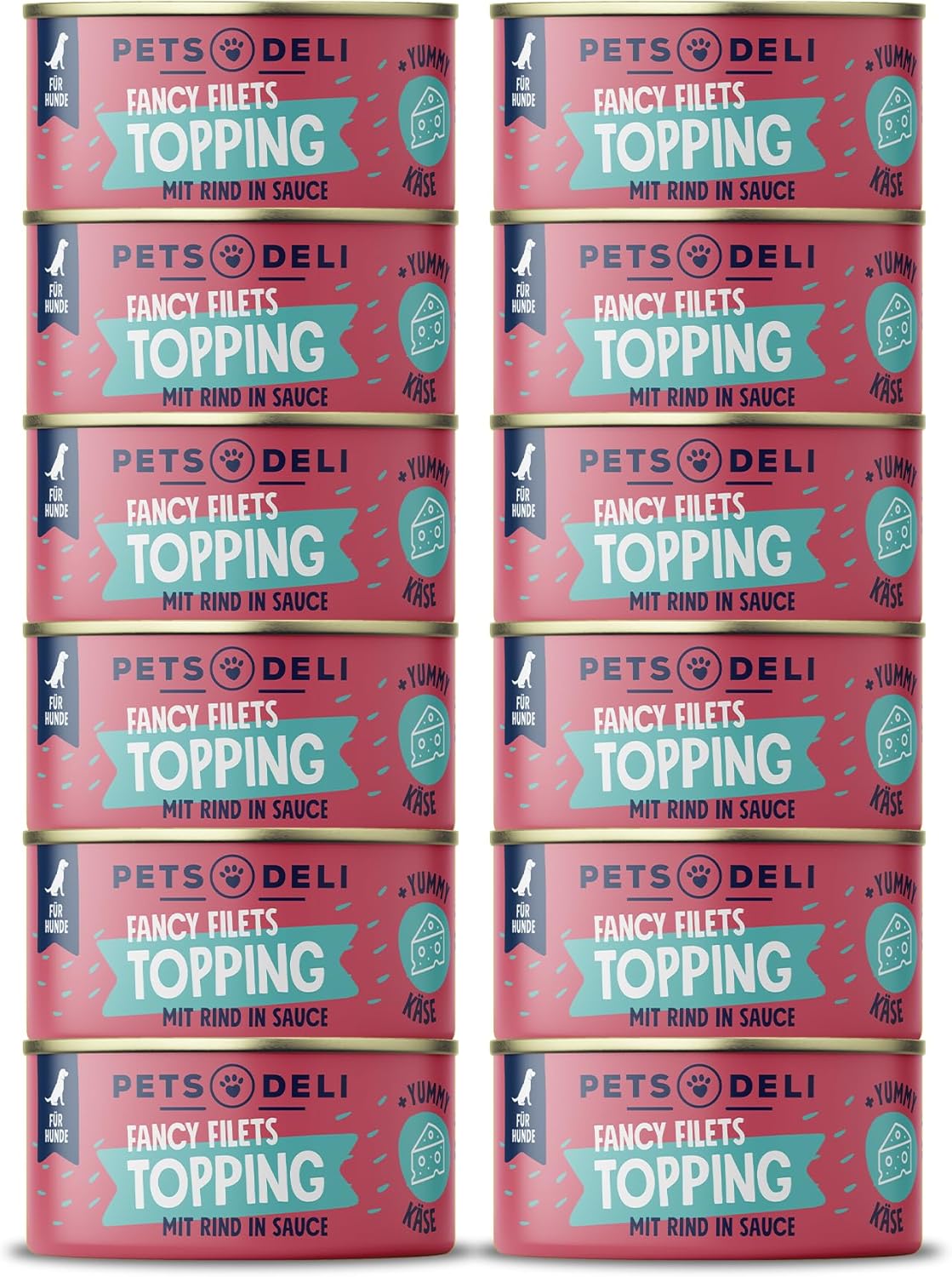 Pets Deli Fancy Filets Hunde Futter-Topping Rind in Sauce 12x70 g verschiedene S