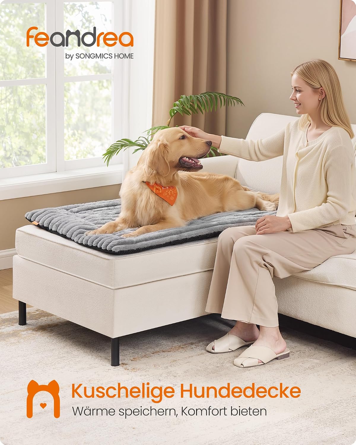 Feandrea Hundedecke taubengrau 45cm-75cm waschbar fuer Hunde Katzen S