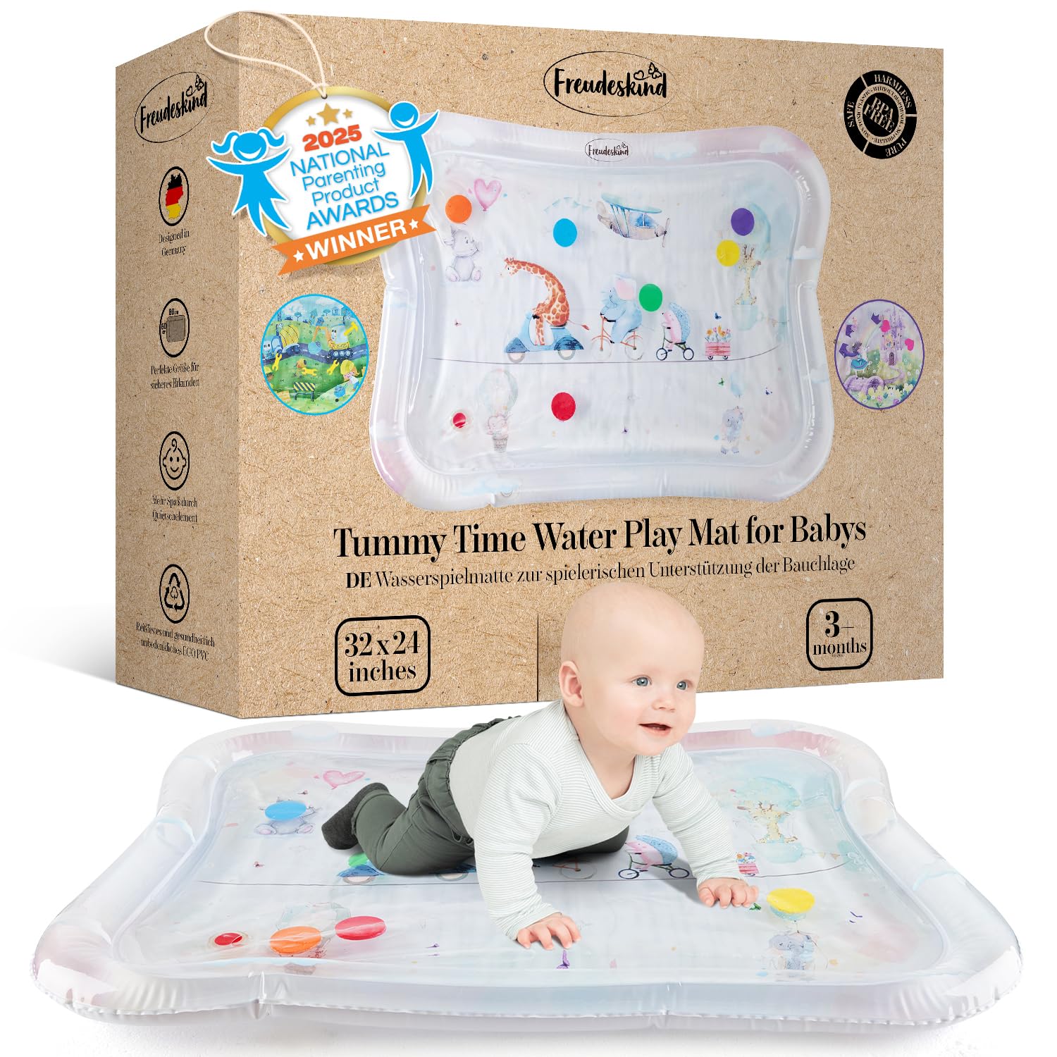 Freudeskind TummyTime XXL Wassermatte Baby Wasserspielmatte BPA-frei phthalatfre