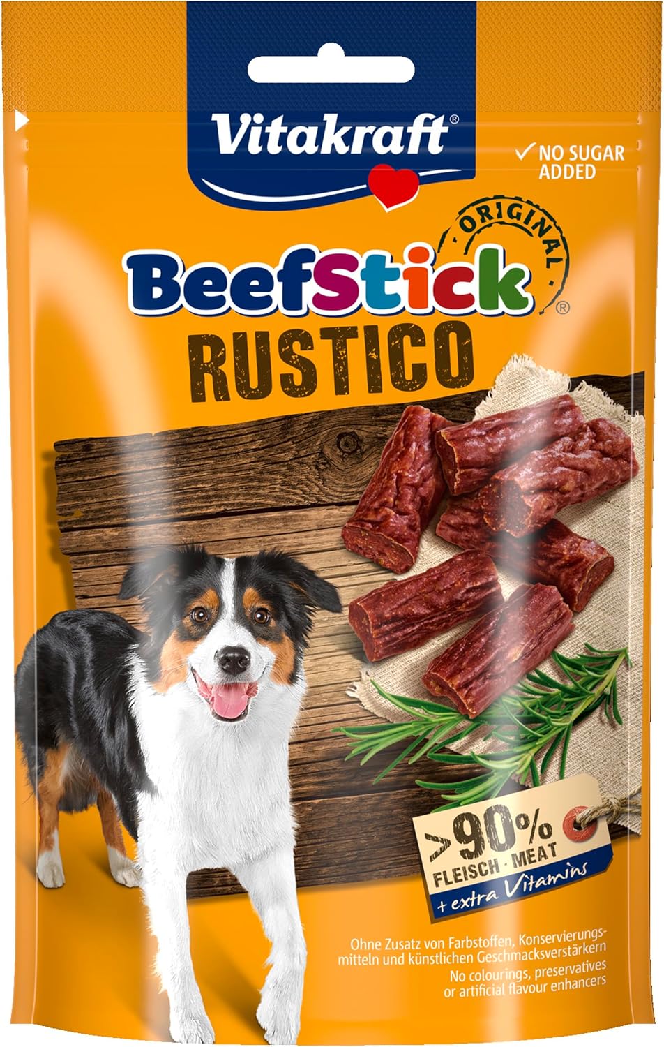Vitakraft Beef Stick Rustico Hundeleckerli 7 x 55 g Salamihäppchen ohne Zucker
