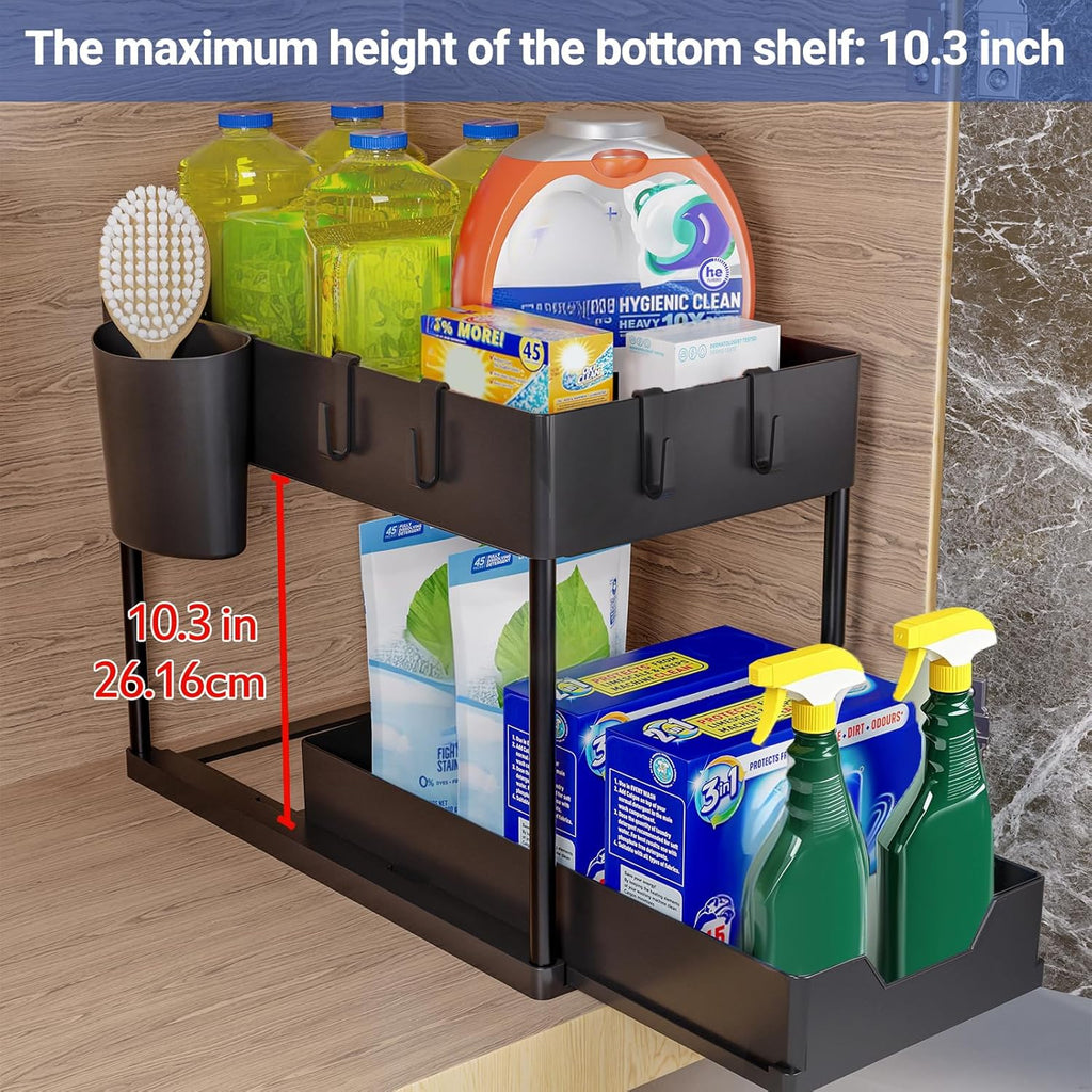 Unter Waschbecken Regal 2 Etagen Spuelschrank Organizer schwarz