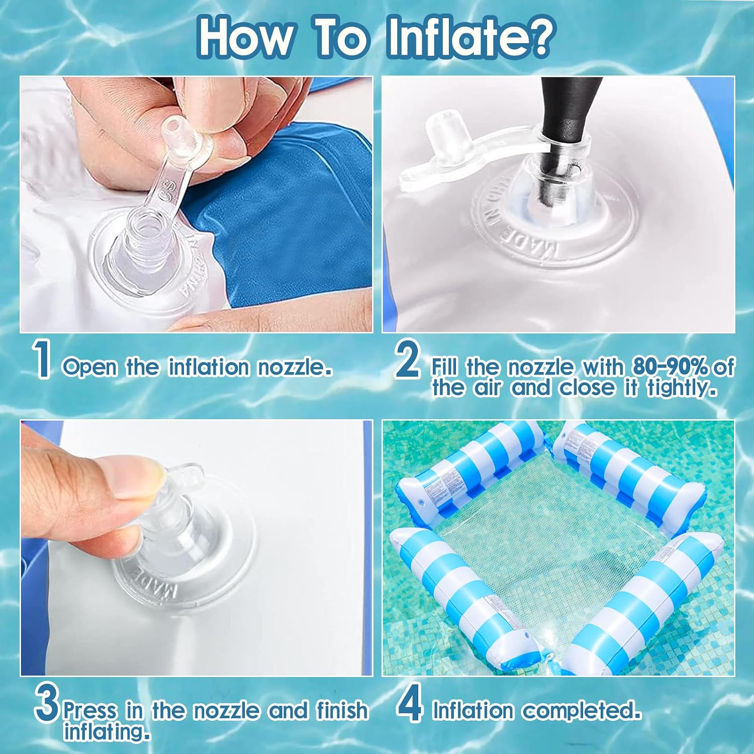 Luftmatratze mit Netz und Getraenkehalter 4-in-1 Wasserhaengematte