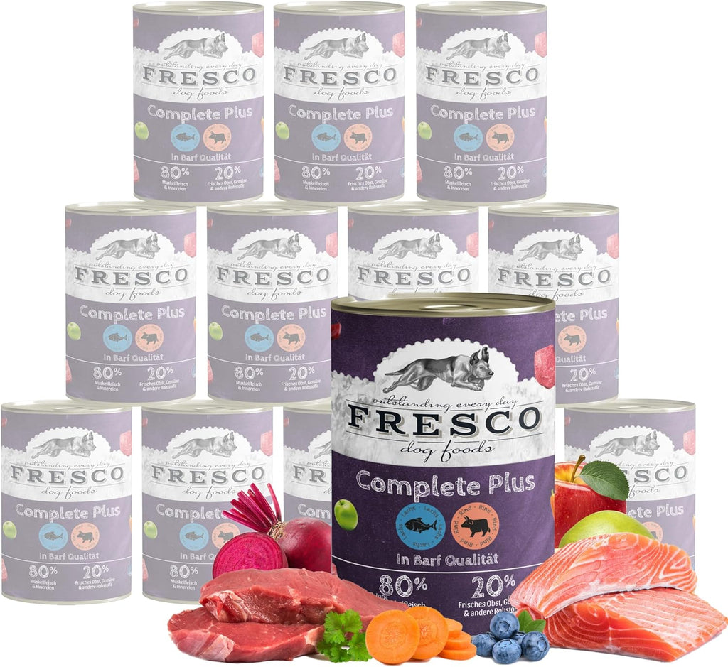 FRESCO Dog NassBARF Kaninchen mit Rind 12x400g, getreidefrei, verschiedene Sorte