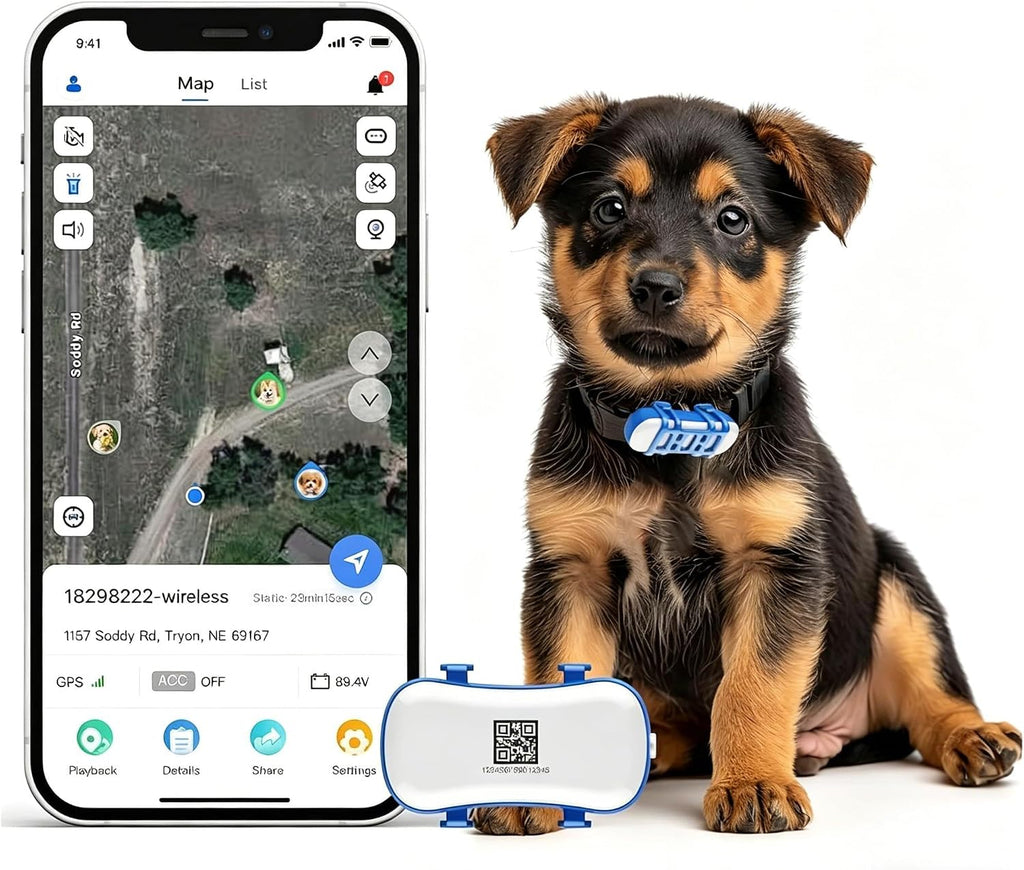 GPS Tracker fuer Hunde 4G wasserdicht mit Echtzeit-Ortung und App Live Tracking