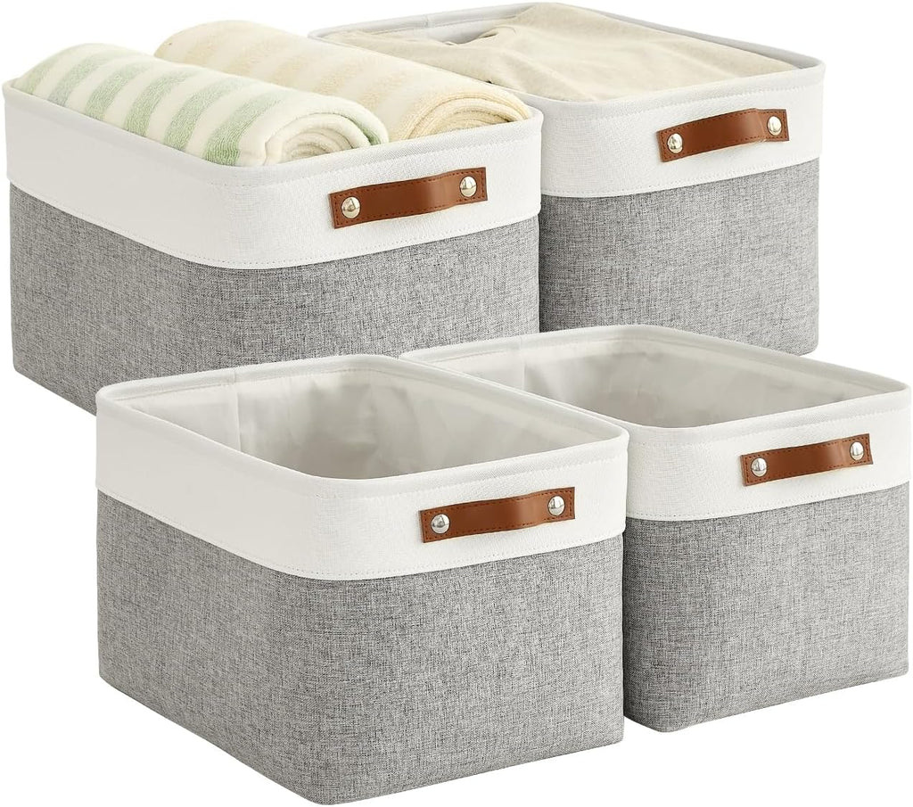 Aufbewahrungsboxen Stoff 4er Set mit Griff 30×20×15 cm faltbar