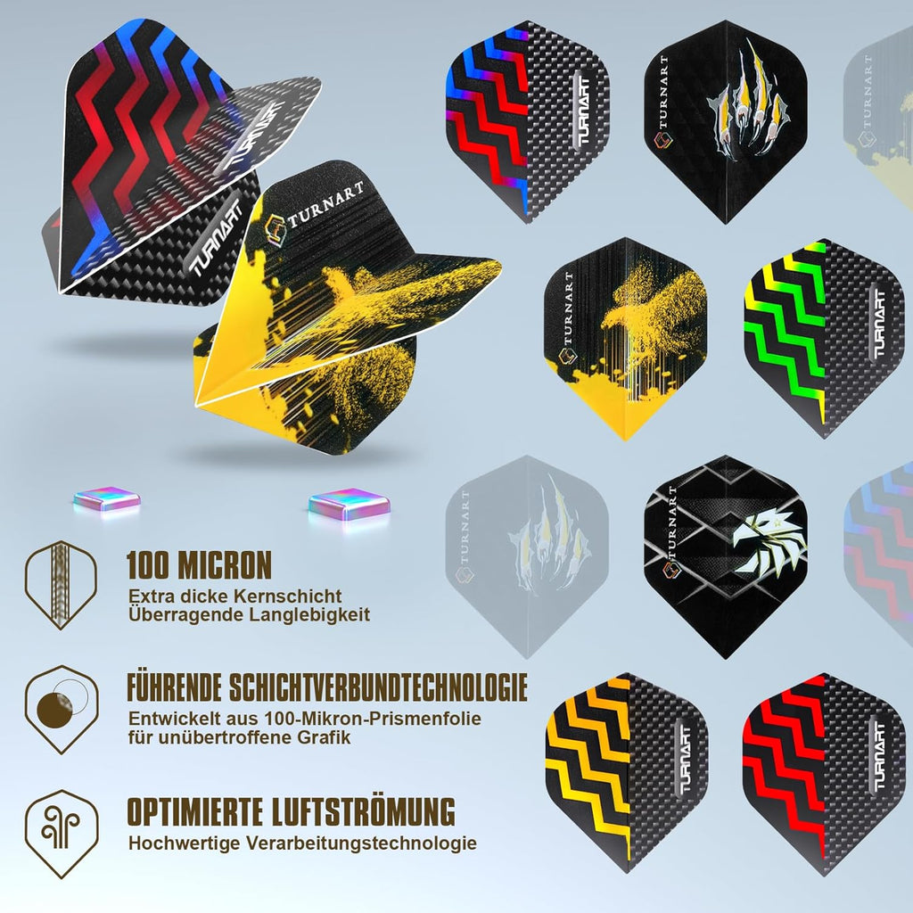 Turnart Steeldarts 12 Stueck mit Metallspitze und Dartcase Profi-Set