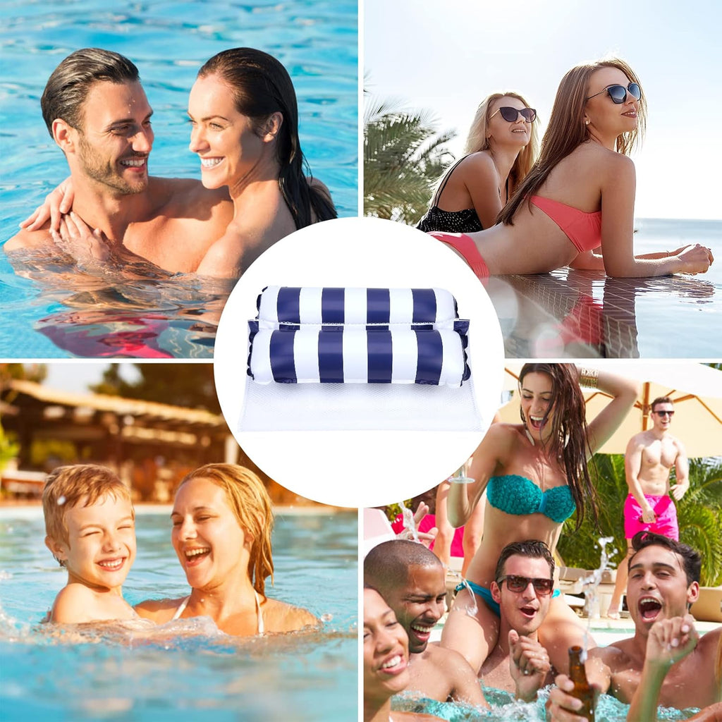 Aufblasbare Wasserhaengematte 4-in-1, 2 Stueck Luftmatratze fuer Pool Strand