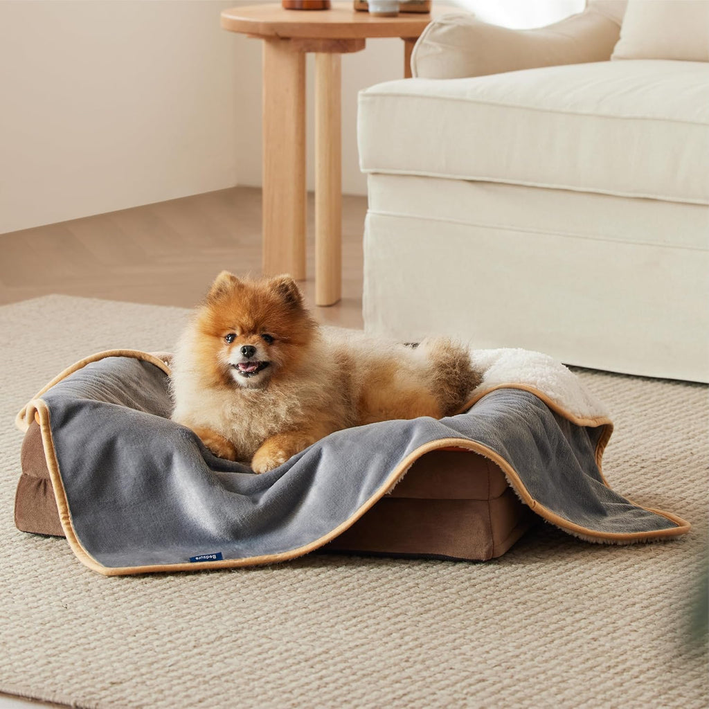 LE SURE Hundedecke 100x80 cm wasserdicht Sherpa Fleece Grau