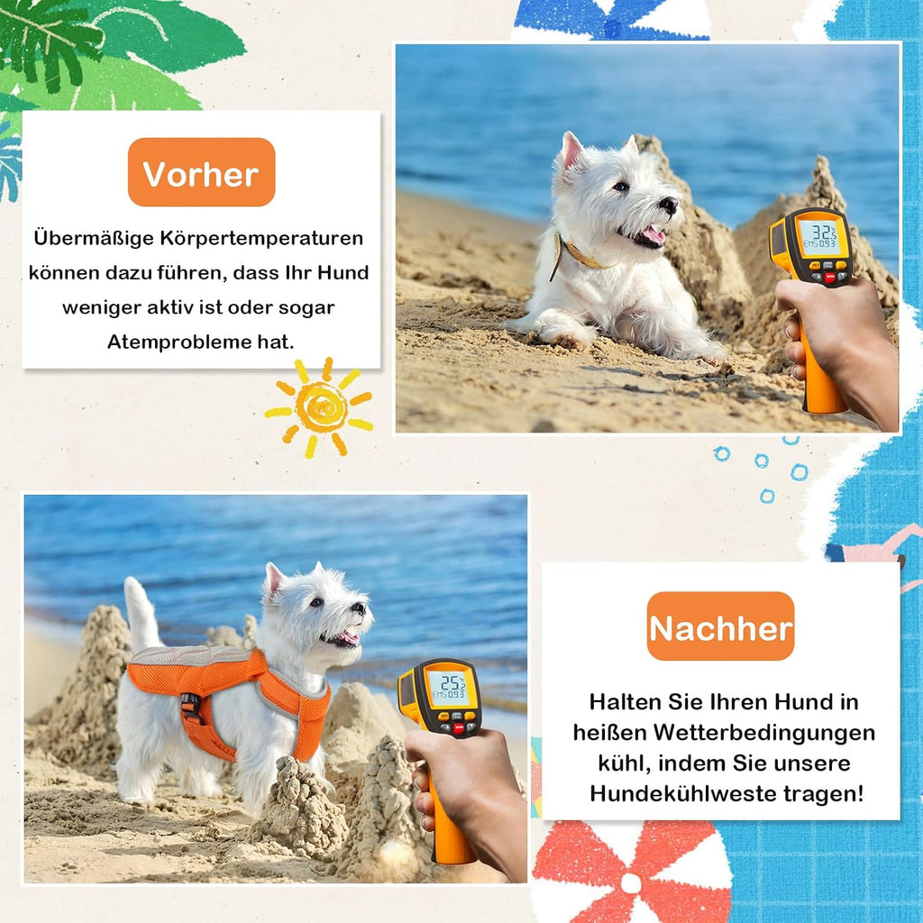 Kuehlweste Hund Anthrazitgrau Gr. M Kuehlgeschirr mit D-Ring Sonnenschutz XS-XXL