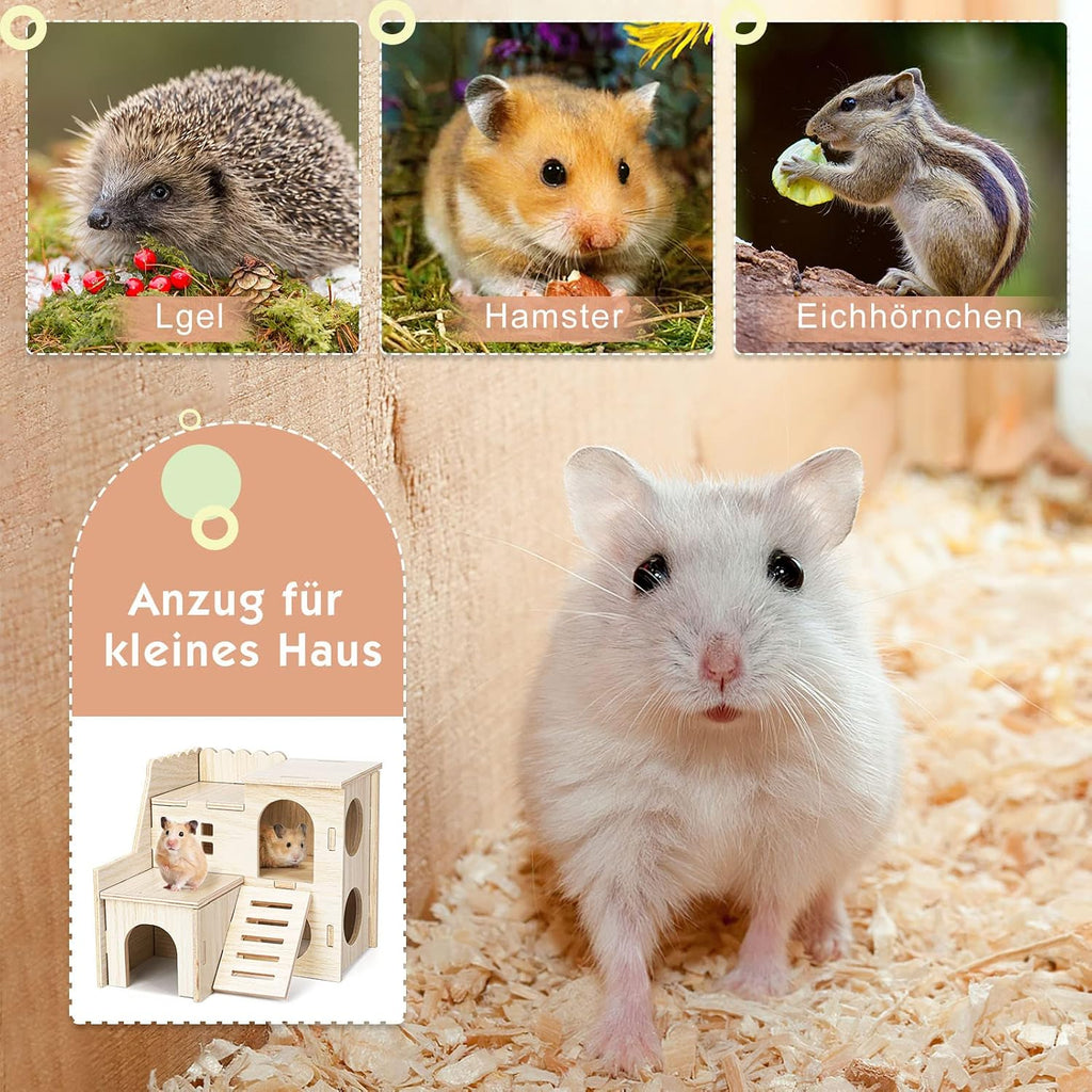6x Hamster Holzspielzeug Set DIY Haus Kauspielzeug Zubehör für Kleintiere