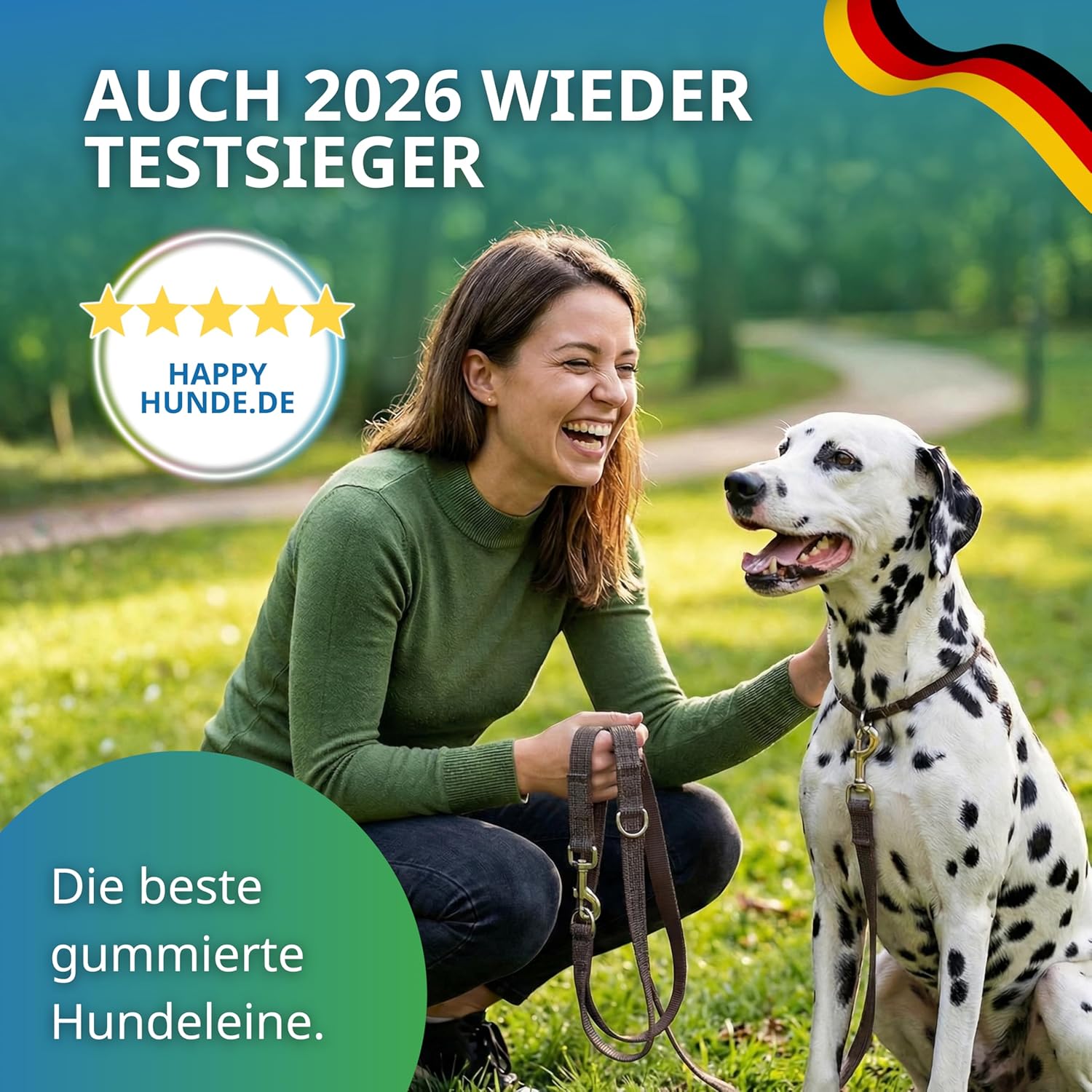 2,80 m verstellbare Hundeleine gummiert rutschfest 4-fach verstellbar Blau