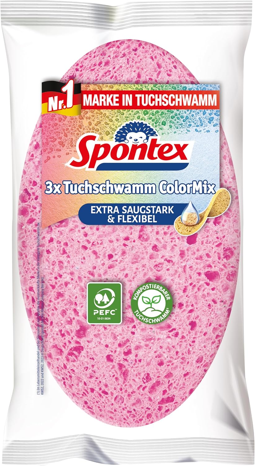Spontex Colormix Tuchschwamm saugstark Reinigungstuch 3 Stueck