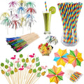 Catelves 140er Cocktail Schirmchen mit Strohhalmen 12cm-23cm