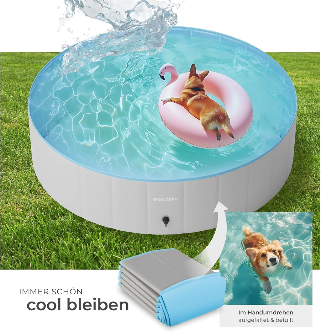 tectake Hundepool faltbar 120cm-160cm Ø, Planschbecken Baellebad fuer Hunde