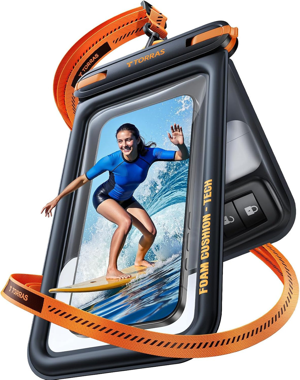 TORRAS IP68 wasserdichte Handytasche bis 7,9" mit doppelter Tasche Schwarz