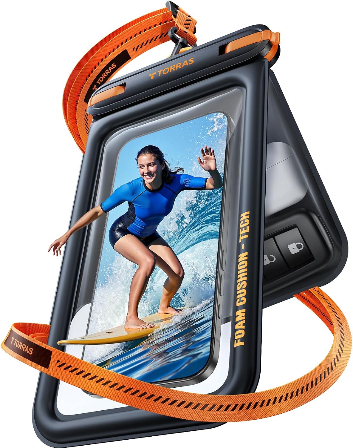 TORRAS IP68 wasserdichte Handytasche bis 7,9" mit doppelter Tasche Schwarz